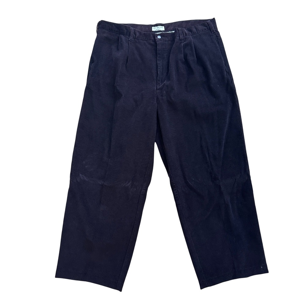 Covington Mens‎ 42x30 Corduroy Pleated Pants Brown Straight Leg Casual Trousers